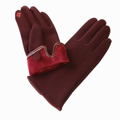 Polyester Winter Warm Gloves Fashion Classic Red Stretch
