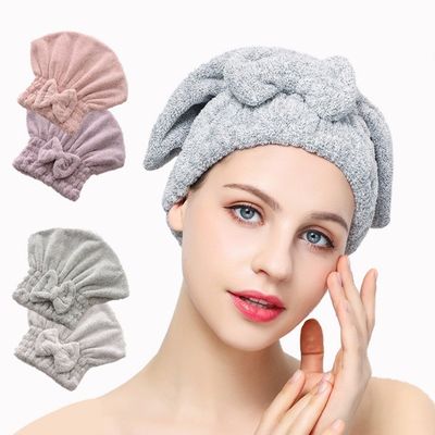 Bamboo Charcoal 28x34cm Microfiber Turban Towel Anti Bacterial Quick Dry