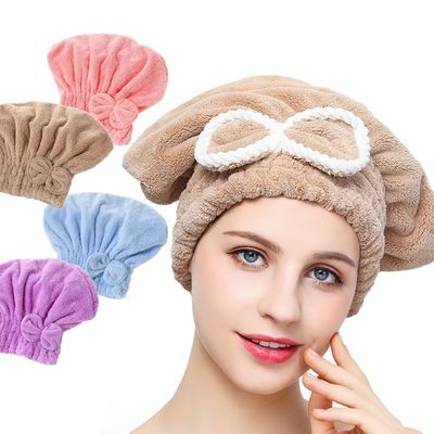 Easy Wear 400gsm Coral Fleece Hair Towel Super Soft Custom Design