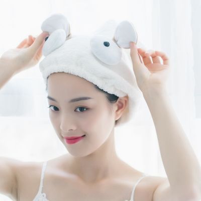 Cute Cartoon 3D Ears Anti Frizz Micro Hair Towel Turban For Long Hair
