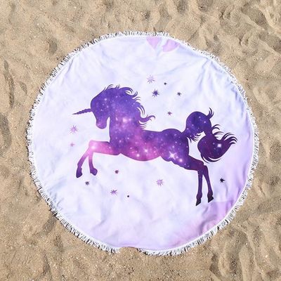 59 Inch Oversized Microfiber Beach Towel Round Blanket With Tassel