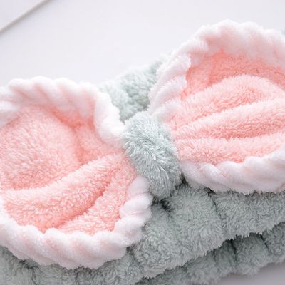 Coral Fleece 16x7cm Face Cleansing Headband With Bowknot