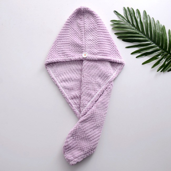 Fluffy Coral Fleece Microfiber Turban Towel 25x65cm Quick Dry